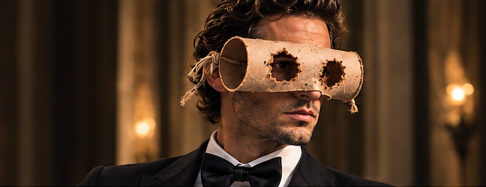 Luxury model wearing the Pookitty toilet-roll mask