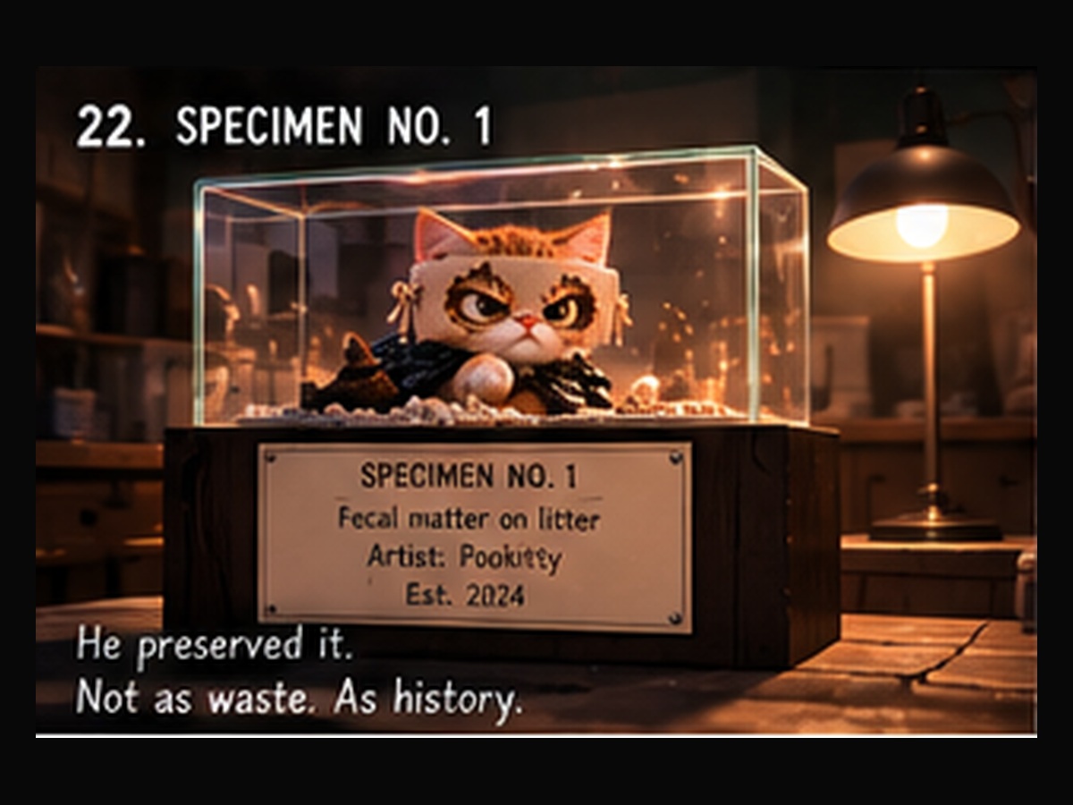 The illustrated Specimen No. 1 displayed in a glass case.